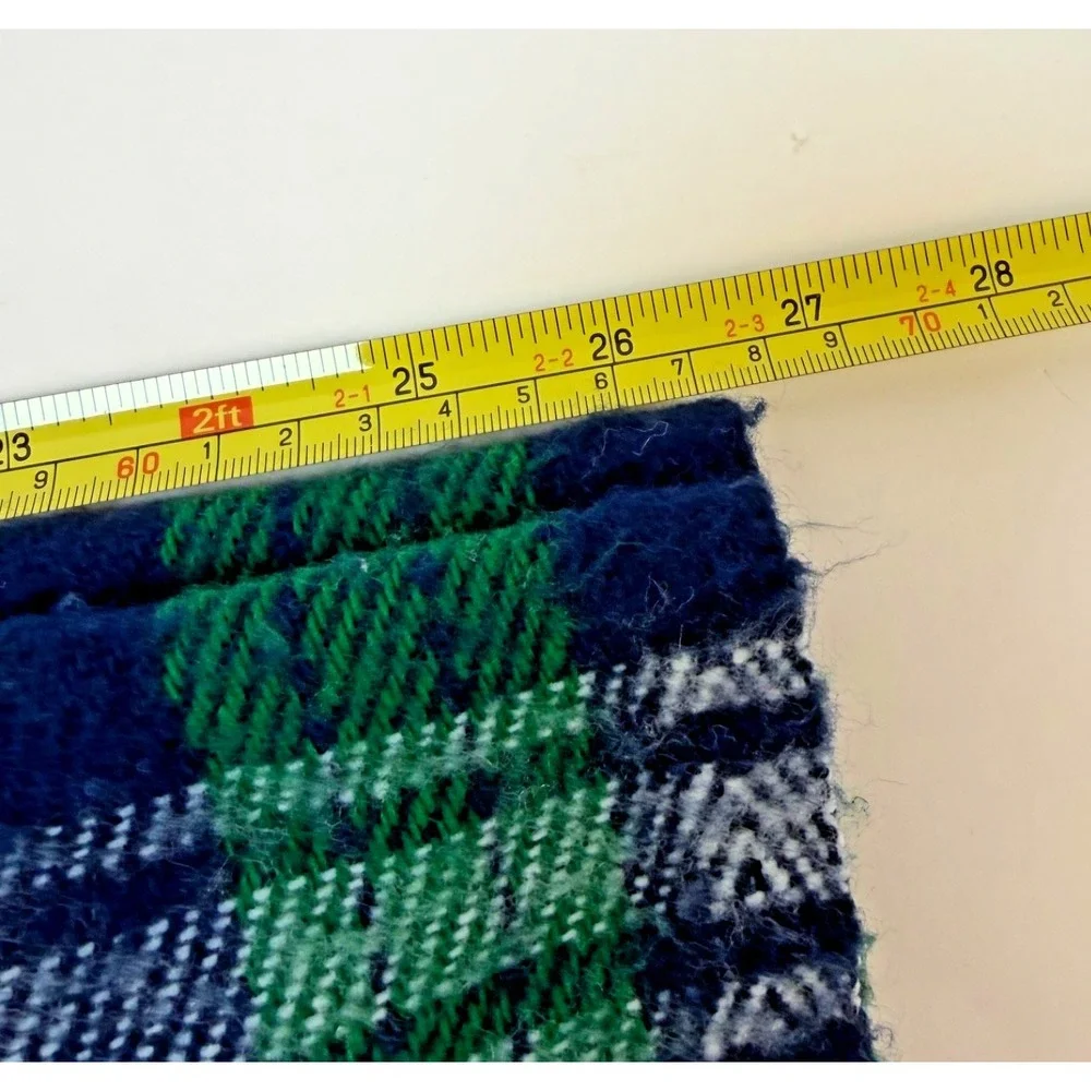 Faribault Woolen Mill  Blue‎ Green White Plaid WOOL Throw Blanket 53